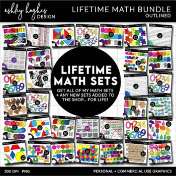 Preview of LIFETIME Math Clipart BUNDLE - Outlined