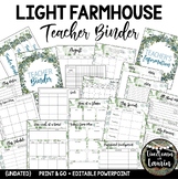 LIGHT Farmhouse Teacher Planner Binder Editable + Undated