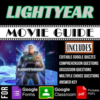 Preview of LIGHTYEAR Movie Guide Worksheets Quiz Multiple Choice Discussion Answer Key