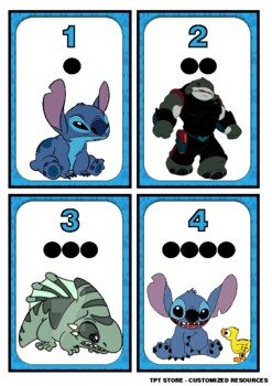 Preview of LILO AND STICH - Counting Dots FLASHCARDS NUMBERS 1 to 20