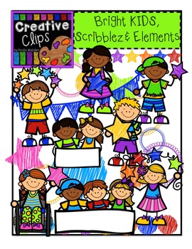 Preview of LIMITED EDITION! Bright KIDS, Scribble Elements {Kid Clipart}
