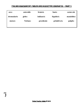 Preview of Italian Made Simple: Noun & Adjective Cognates Assessment – Part 1