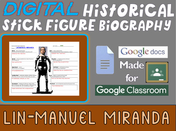 Preview of LIN-MANUEL MIRANDA Digital Historical Stick Figure Biographies  (MINI BIO)