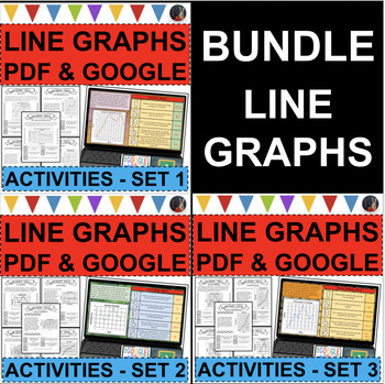 Preview of LINE GRAPHS Data Displays BUNDLE Task Cards Activities (PDF & GOOGLE SLIDES)