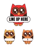 Colorful Owls LINE UP SPOTS with numbers 1-25 | or Table S