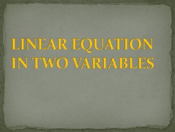Preview of LINEAR EQUATION IN TWO VARIABLES