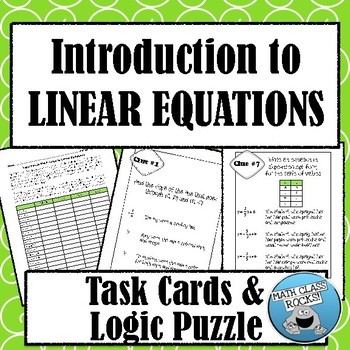 Preview of LINEAR EQUATIONS ACTIVITY