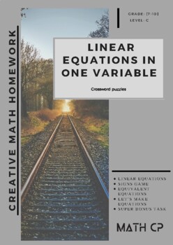 Preview of LINEAR EQUATIONS IN ONE VARIABLE (math puzzles) - EASY