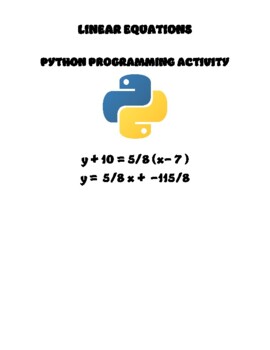 Preview of LINEAR EQUATIONS PYTHON PROGRAMMING ACTIVITY