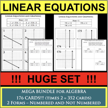 Preview of LINEAR EQUATIONS Task Cards Graphing Slope Equation of Line HUGE SET!
