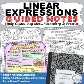 Preview of LINEAR EXPRESSIONS Doodle Math - Interactive Notebooks (Guided Notes)