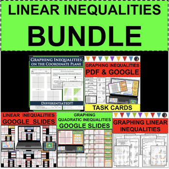 Preview of LINEAR INEQUALITIES Quadratic & Graphing BUNDLE Activities (PDF & GOOGLE SLIDES)