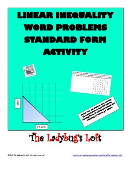 Preview of LINEAR INEQUALITY WORD PROBLEMS STANDARD FORM ALGEBRA POSTER ACTIVITY