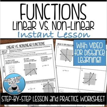 Preview of LINEAR VS NONLINEAR FUNCTIONS GUIDED NOTES AND PRACTICE