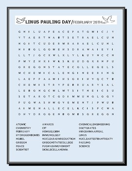 Preview of LINUS PAULING: A BIOGRAPHICAL WORD SEARCH ACTIVITY