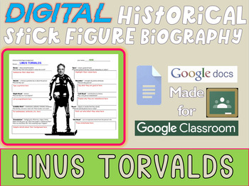 Preview of LINUS TORVALDS Digital Historical Stick Figure Biography (MINI BIOS)