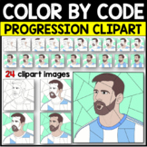 LIONEL MESSI Color by Code Progression Digital Clip Art