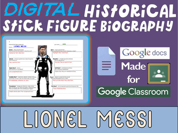 Preview of LIONEL MESSI Digital Historical Stick Figure Biography (MINI BIOS)