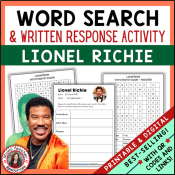 Preview of Black History Month Music Lessons - LIONEL RICHIE Activities and Worksheets 