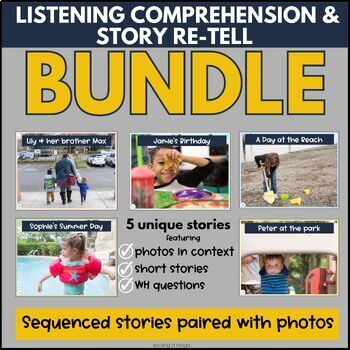 Preview of COMPREHENSION STORY RE-TELL short stories real photos BUNDLE