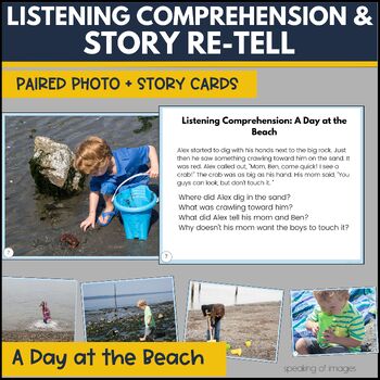 Preview of LISTENING COMPREHENSION Short stories with photos | Day at the Beach
