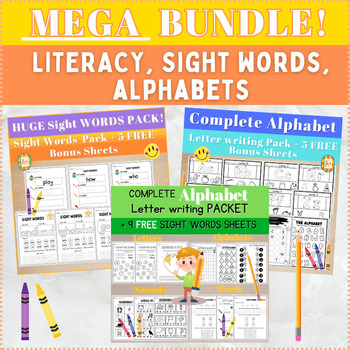 Preview of LITERACY MEGA BUNDLE- SIGHT WORDS, SPELLING, READING, WRITING, PHONICS!