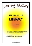 LITERACY SCREENER with RESOURCE REFERENCES - Intervention 