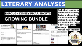 Preview of LITERARY ANALYSIS THROUGH PIXAR SHORTS - Growing Bundle of Worksheets & Slides!