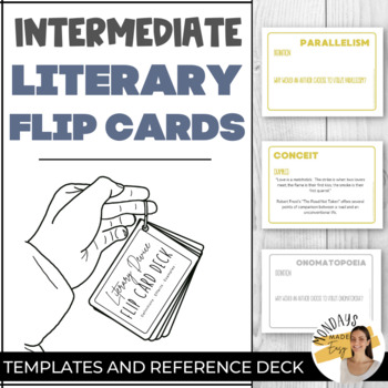 Preview of LITERARY DEVICE FLASHCARDS Figurative Language Flip Deck Booklet Templates