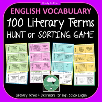 Preview of LITERARY TERMS Sorting Game or Hunt High School English Language Terms