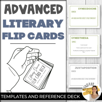 Preview of LITERARY TROPES FLASHCARDS Figurative Language Flip Deck Booklet Templates