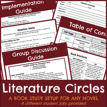 Preview of LITERATURE CIRCLES_Implementation Guide & Student Jobs_Book Study for ANY Novel!