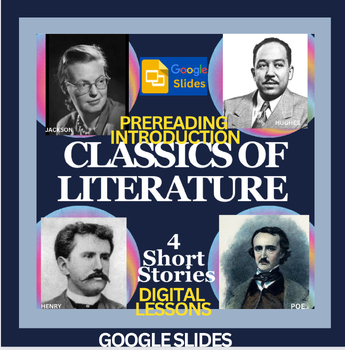 Preview of LITERATURE CLASSICS: 4 short story digital introduction & vocab in Google Slides