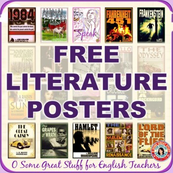 Preview of Literature Posters for the English Classroom or Library Media Center - Free