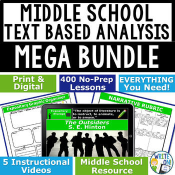 Preview of Text Based Evidence, Text Dependent Analysis in Writing - Middle School Bundle