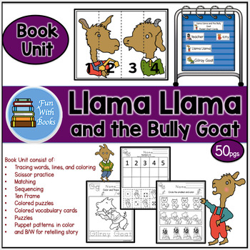 Preview of LLAMA LLAMA AND THE BULLY GOAT BOOK UNIT