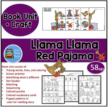 Preview of LLAMA LLAMA RED PAJAMAS  BOOK UNIT AND CRAFT