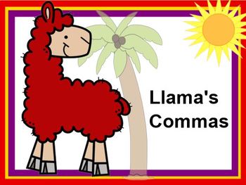 Preview of LLAMA'S COMMAS Lesson, Practice, and PRINTABLE Task Cards