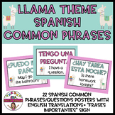 LLAMA THEMED SPANISH COMMON PHRASES/QUESTION POSTERS + PLU