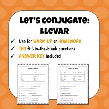 Preview of LLEVAR Conjugation sheet | SPANISH