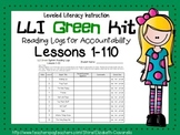 LLI Leveled Literacy Intervention Green Kit Reading Logs L