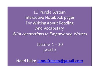 Preview of LLI Purple System Level R Interactive Notebook & Vocabulary