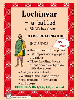 Preview of LOCHINVAR - Close Study of the Ballad, with Text of the Poem/ Distance Learning