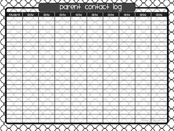 LOG YOUR PARENT COMMUNICATION - {Blackline Design Collection} | TPT