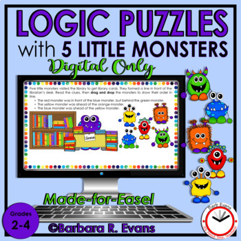 Preview of LOGIC PUZZLES with 5 Little Monsters  Critical Thinking Deductive Reasoning GATE