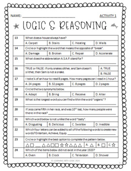 logic and critical thinking exam questions