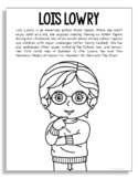 LOIS LOWRY Coloring Page | Library Art | Bulletin Board Po