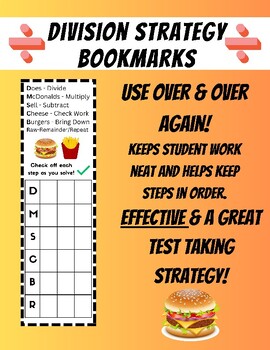 Preview of LONG DIVISION BOOKMARK WITH CHECKLIST!- DMSCBR - DIVISION HELPER