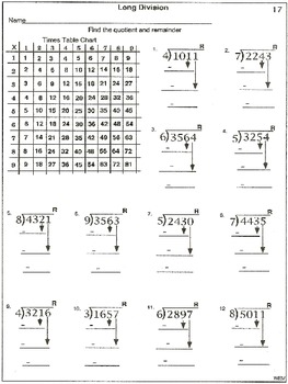 Long Division: Guided Practice with Times Chart (20 worksheets) | TpT