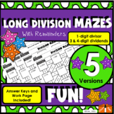 LONG DIVISION MAZES!  5 ACTIVITIES WITH REMAINDER SINGLE 1